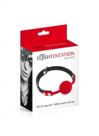 Красный кляп-шарик на черных ремешках - Fetish Tentation - купить с доставкой в Димитровграде