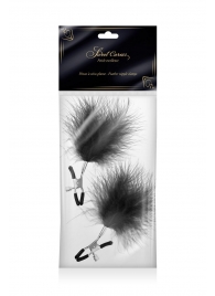 Зажимы на соски с черными пуховыми кисточками Sweet Caress Feather Nipple Clumps - Sweet Caress - купить с доставкой в Димитровграде
