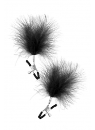 Зажимы на соски с черными пуховыми кисточками Sweet Caress Feather Nipple Clumps - Sweet Caress - купить с доставкой в Димитровграде