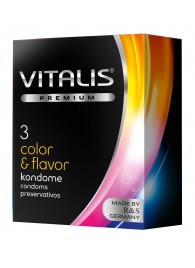 Цветные ароматизированные презервативы VITALIS PREMIUM color   flavor - 3 шт. - Vitalis - купить с доставкой в Димитровграде