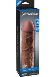 Коричневая насадка Mega 2  Extension - 20,3 см. - Pipedream - в Димитровграде купить с доставкой