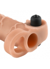 Телесная вибронасадка с кольцом Vibrating Real Feel 2 Extension - 16 см. - Pipedream - в Димитровграде купить с доставкой