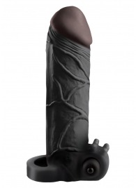 Чёрная вибронасадка с кольцом Vibrating Real Feel 2 Extension - 16 см. - Pipedream - в Димитровграде купить с доставкой