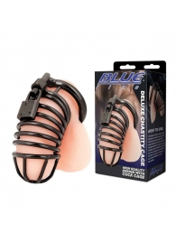 Черная металлическая клетка с замком Deluxe Chastity Cage - BlueLine - купить с доставкой в Димитровграде
