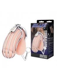 Серебристая металлическая клетка с анальным стимулятором Cock Cage - BlueLine - купить с доставкой в Димитровграде