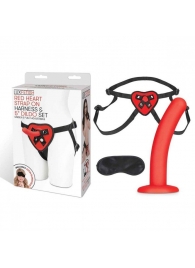Красный поясной фаллоимитатор Red Heart Strap on Harness   5in Dildo Set - 12,25 см. - Lux Fetish - купить с доставкой в Димитровграде
