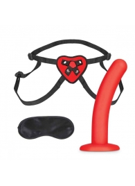 Красный поясной фаллоимитатор Red Heart Strap on Harness   5in Dildo Set - 12,25 см. - Lux Fetish - купить с доставкой в Димитровграде