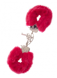 Металлические наручники с красной меховой опушкой METAL HANDCUFF WITH PLUSH RED - Dream Toys - купить с доставкой в Димитровграде