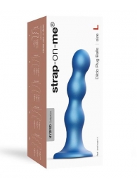 Голубая насадка Strap-On-Me Dildo Plug Balls size L - Strap-on-me - купить с доставкой в Димитровграде