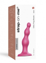 Розовая насадка Strap-On-Me Dildo Plug Beads size S - Strap-on-me - купить с доставкой в Димитровграде