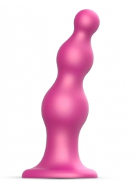Розовая насадка Strap-On-Me Dildo Plug Beads size S - Strap-on-me - купить с доставкой в Димитровграде