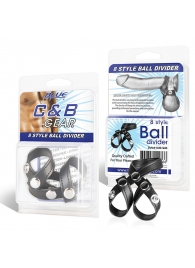Разделитель мошонки из искусственной кожи на клепках 8 STYLE BALL DIVIDER - BlueLine - купить с доставкой в Димитровграде