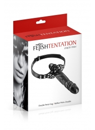 Черный кляп-фаллоимитатор Double Penis Gag - Fetish Tentation - купить с доставкой в Димитровграде