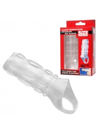 Насадка на пенис с кольцом для мошонки Clear Sensations Enhancer Sex Sleeve - 11,5 см. - XR Brands - в Димитровграде купить с доставкой