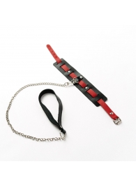 Черный ошейник с красным ремешком и поводком - Crazy Handmade - купить с доставкой в Димитровграде