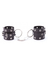 Черные кожаные наручники с люверсами - Crazy Handmade - купить с доставкой в Димитровграде