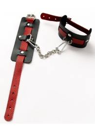 Черные оковы с красным декором и заклепками - Crazy Handmade - купить с доставкой в Димитровграде