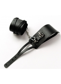 Черные кожаные оковы с креплением в виде веревочек - Crazy Handmade - купить с доставкой в Димитровграде