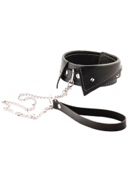 Черный ошейник-воротничок с металлическим поводком - Crazy Handmade - купить с доставкой в Димитровграде