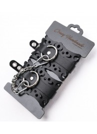 Ажурные наручники из черной кожи - Crazy Handmade - купить с доставкой в Димитровграде