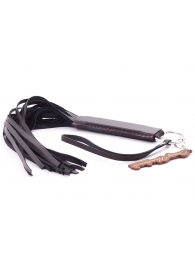 Черная кожаная плеть с удобной ручкой - 50 см. - Crazy Handmade - купить с доставкой в Димитровграде