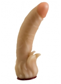 Телесная гелевая насадка-фаллос с клиторальными лепестками - 18,5 см. - LOVETOY (А-Полимер) - купить с доставкой в Димитровграде