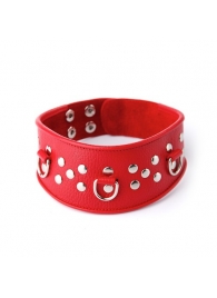 Кожаный красный ошейник с велюровой подкладкой - Sitabella - купить с доставкой в Димитровграде