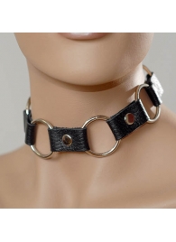 Кожаный черный ошейник с кольцами - Sitabella - купить с доставкой в Димитровграде