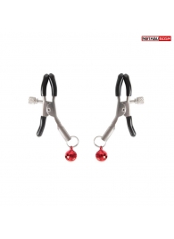 Серебристые зажимы на соски с шариками - Notabu - купить с доставкой в Димитровграде