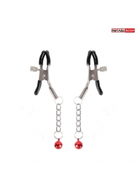 Серебристые зажимы на соски с шариками на цепочках - Notabu - купить с доставкой в Димитровграде