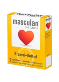 Презервативы с колечками и пупырышками Masculan Ribbed+Dotted - 3 шт. - Masculan - купить с доставкой в Димитровграде