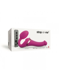 Ярко-розовый безремневой страпон Multi Orgasm Size S с клиторальной стимуляцией - Strap-on-me - купить с доставкой в Димитровграде
