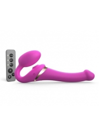Ярко-розовый безремневой страпон Multi Orgasm Size S с клиторальной стимуляцией - Strap-on-me - купить с доставкой в Димитровграде