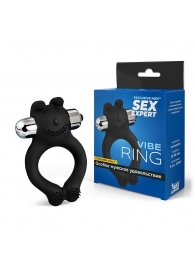 Черное силиконовое эрекционное виброкольцо Sex Expert - Sex Expert - в Димитровграде купить с доставкой