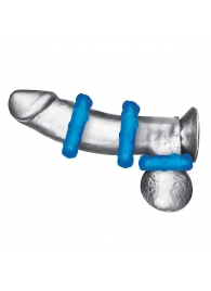 Комплект из трех голубых эрекционных колец 3-Pack Ribbed Rider Cock Ring Set - BlueLine - в Димитровграде купить с доставкой