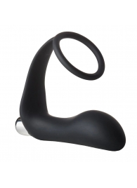 Черное эрекционное кольцо с вибропробкой Vibrating Anal Plug With Cockring - Dream Toys - в Димитровграде купить с доставкой