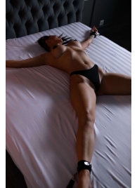 Черный кожаный набор фиксации на кровати Sex Game - БДСМ Арсенал - купить с доставкой в Димитровграде