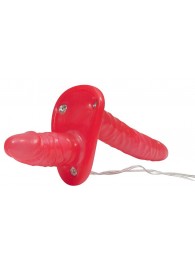 Красный женский страпон с вагинальной пробкой Bad Kitty - 18 см. - Orion - купить с доставкой в Димитровграде