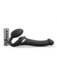 Черный безремневой страпон Multi Orgasm Size M с клиторальной стимуляцией - Strap-on-me - купить с доставкой в Димитровграде