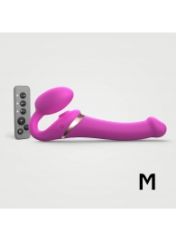 Ярко-розовый безремневой страпон Multi Orgasm Size M с клиторальной стимуляцией - Strap-on-me - купить с доставкой в Димитровграде