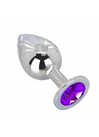 Большой плаг из стали с фиолетовым кристаллом Violet Dream - 9,5 см. - Erotic Fantasy - купить с доставкой в Димитровграде
