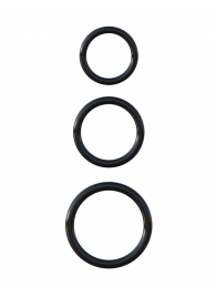 Набор из трех черных эрекционных колец Silicone 3-Ring Stamina Set - Pipedream - в Димитровграде купить с доставкой