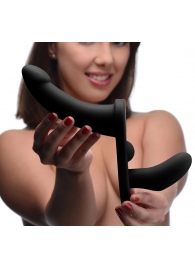 Черный вибрострапон Double Take 10X Double Penetration Vibrating Strap-on Harness - XR Brands - купить с доставкой в Димитровграде