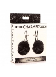 Зажимы для сосков с черным помпонами Pom Pom Nipple Clamps - XR Brands - купить с доставкой в Димитровграде