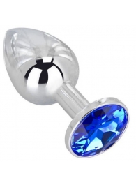 Анальное украшение BUTT PLUG  Small с синим кристаллом - 7 см. - Anal Jewelry Plug - купить с доставкой в Димитровграде