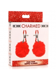 Красные зажимы на соски с помпонами Pom Pom - XR Brands - купить с доставкой в Димитровграде