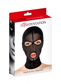 Черная сетчатая маска на голову с отверстиями для глаз и рта - Fetish Tentation - купить с доставкой в Димитровграде