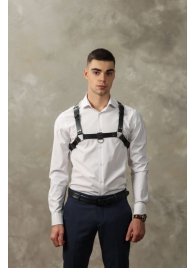 Черная мужская кожаная портупея №4 - БДСМ Арсенал - купить с доставкой в Димитровграде