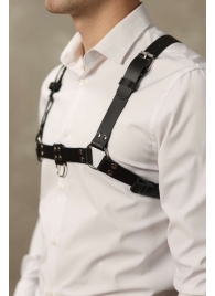 Черная мужская кожаная портупея №4 - БДСМ Арсенал - купить с доставкой в Димитровграде