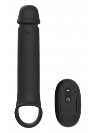 Черная насадка-удлинитель с вибрацией Vibrating Extender With Remote - Dream Toys - в Димитровграде купить с доставкой
